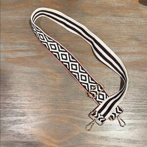 Ahdorned Woven Bag Strap Double Diamond Pattern Adjustable
